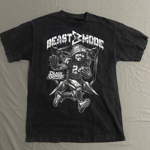 Marshawn Lynch Beast Mode Mens T-Shirt Medium Raiders Football Black‎ Sunday
